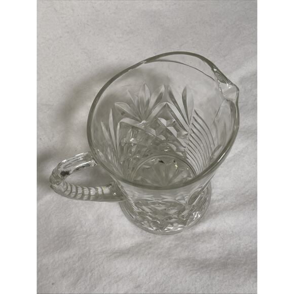 Vtg 1960s Anchor Hocking Pineapple Design Clear Glass Pitcher W/Ribbed Handle - Picture 3 of 4